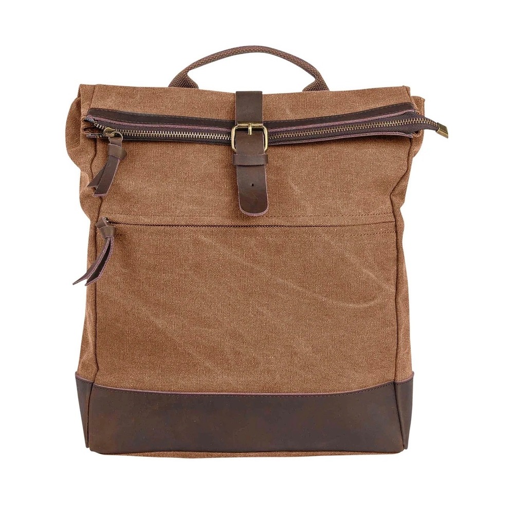 ZEDE Paris Ecole Militaire W0050 Canvas Leather Backpack Beige Khaki 20L New